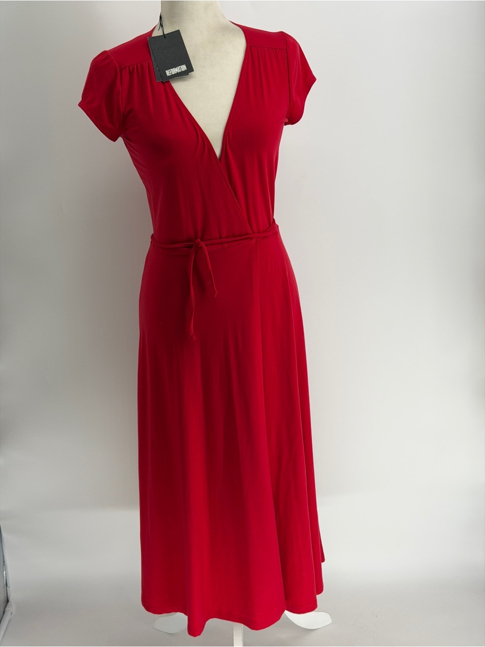 Reformation Becca Midi Dress Red Wrap Dress Size S NWT - Picture 2 of 7